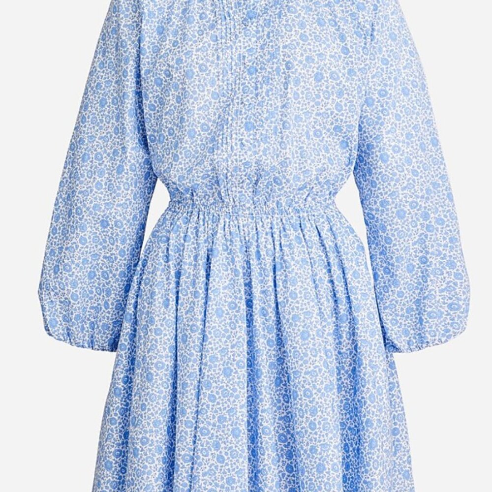 J.Crew Ruffle-collar mini dress in Liberty® D'Anjo Coast fabric, XS, blue floral